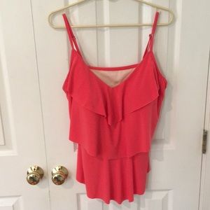 Aqua Green peach swim top built in bra XL